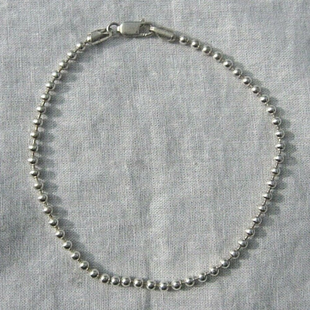 Sterling Silver Ball Chain Bracelet Biker Punk